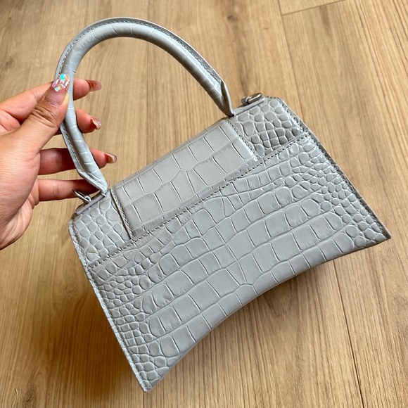 Balenciaga Hourglass Small Handbag Crocodile Embossed Light Blue NEW - Picture 7 of 9